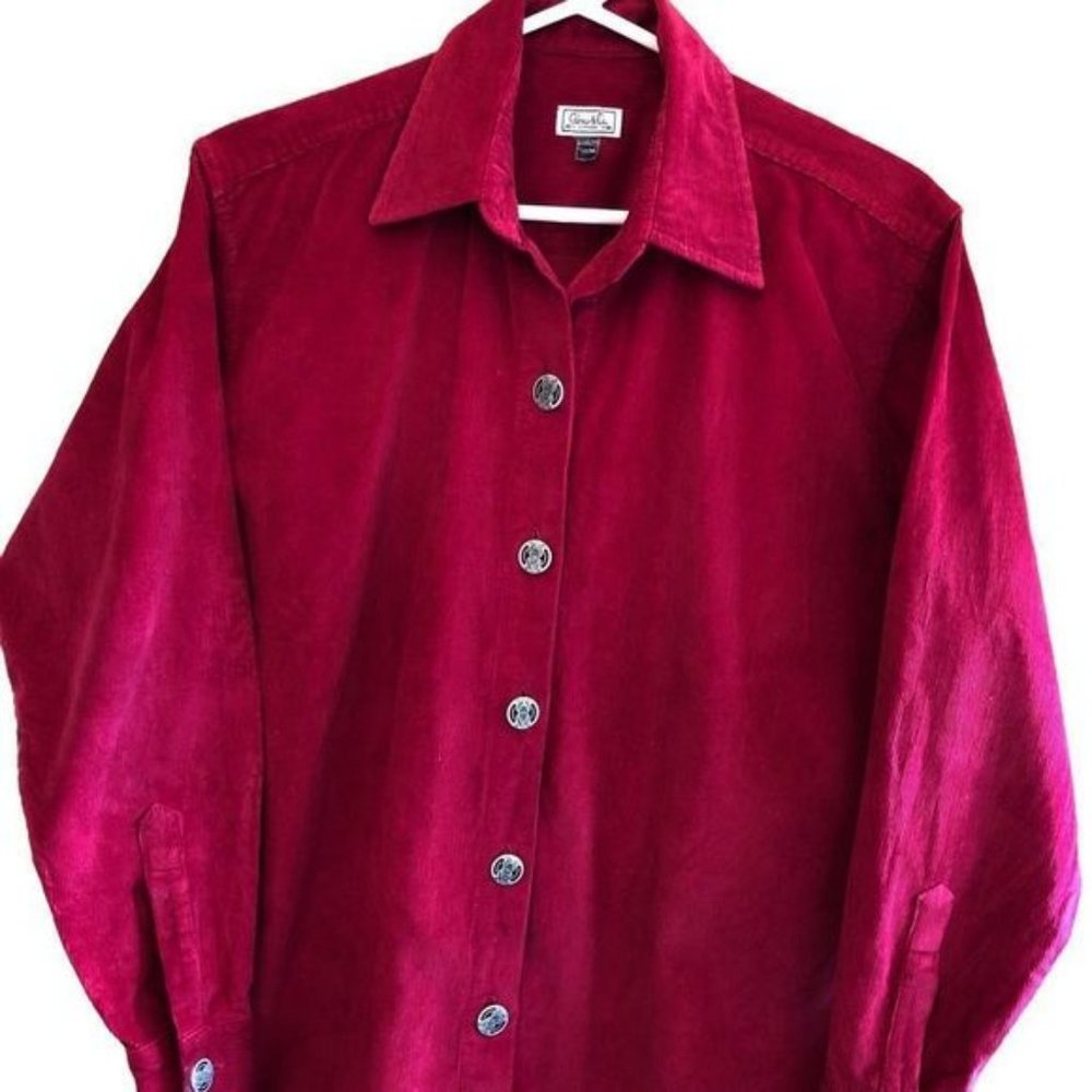 GILMOUR & Co. Vintage Red Corduroy Long Sleeve Blouse